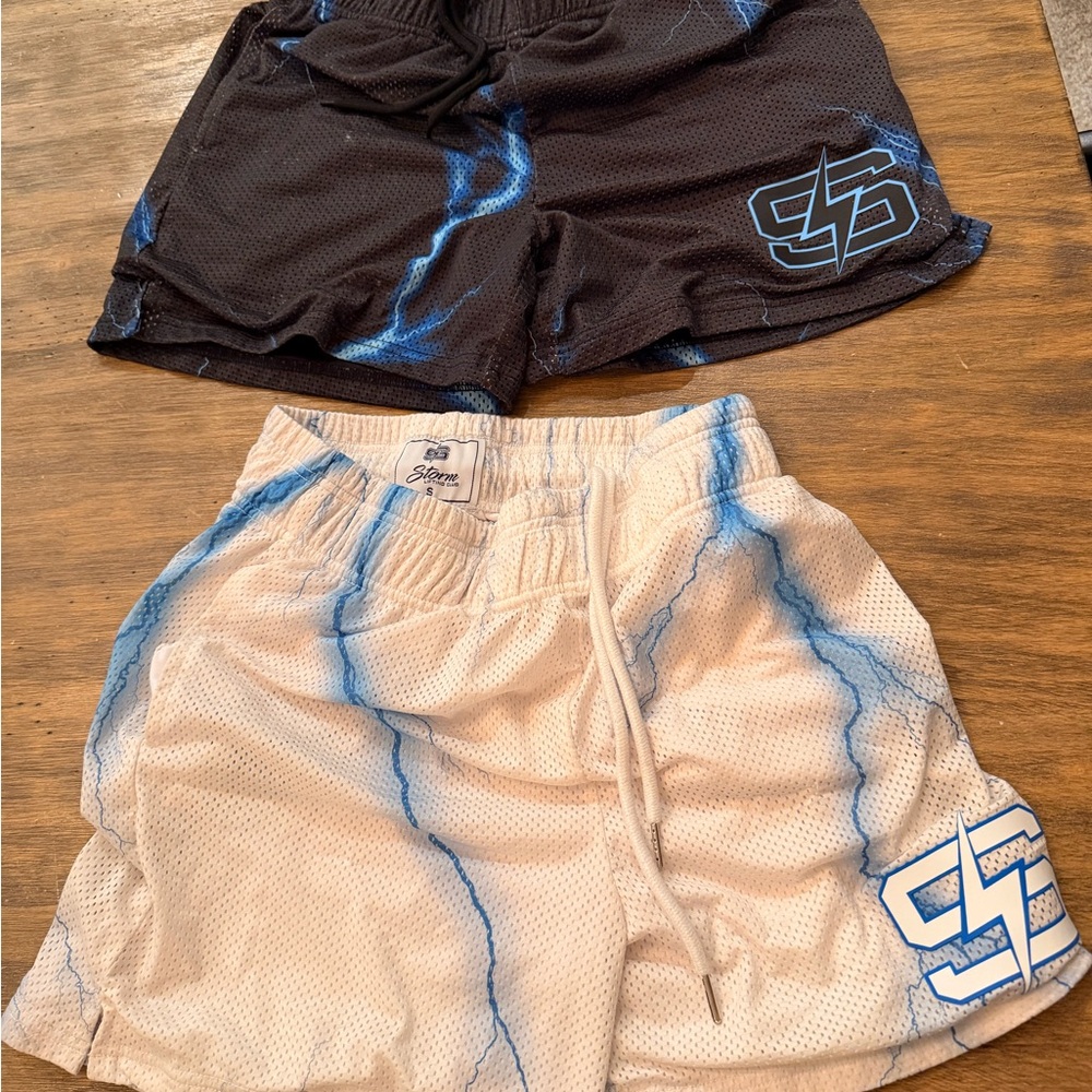 STORM Small Stylish Black and White Athletic Shorts Set